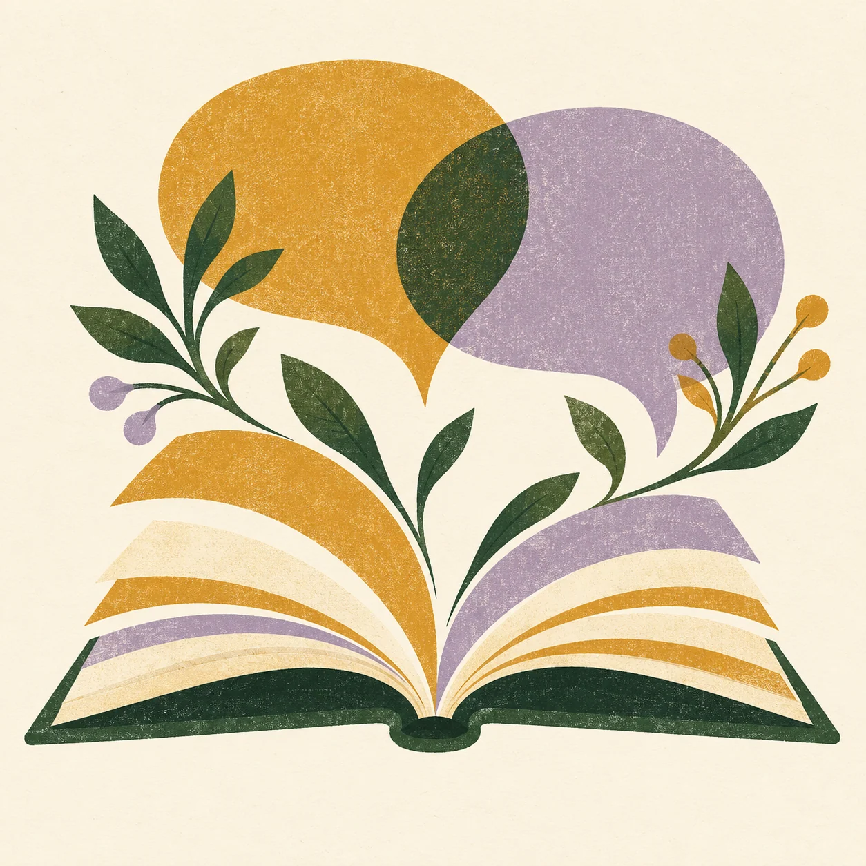 Illustration originale d’un livre ouvert et de formes évoquant une rencontre littéraire.